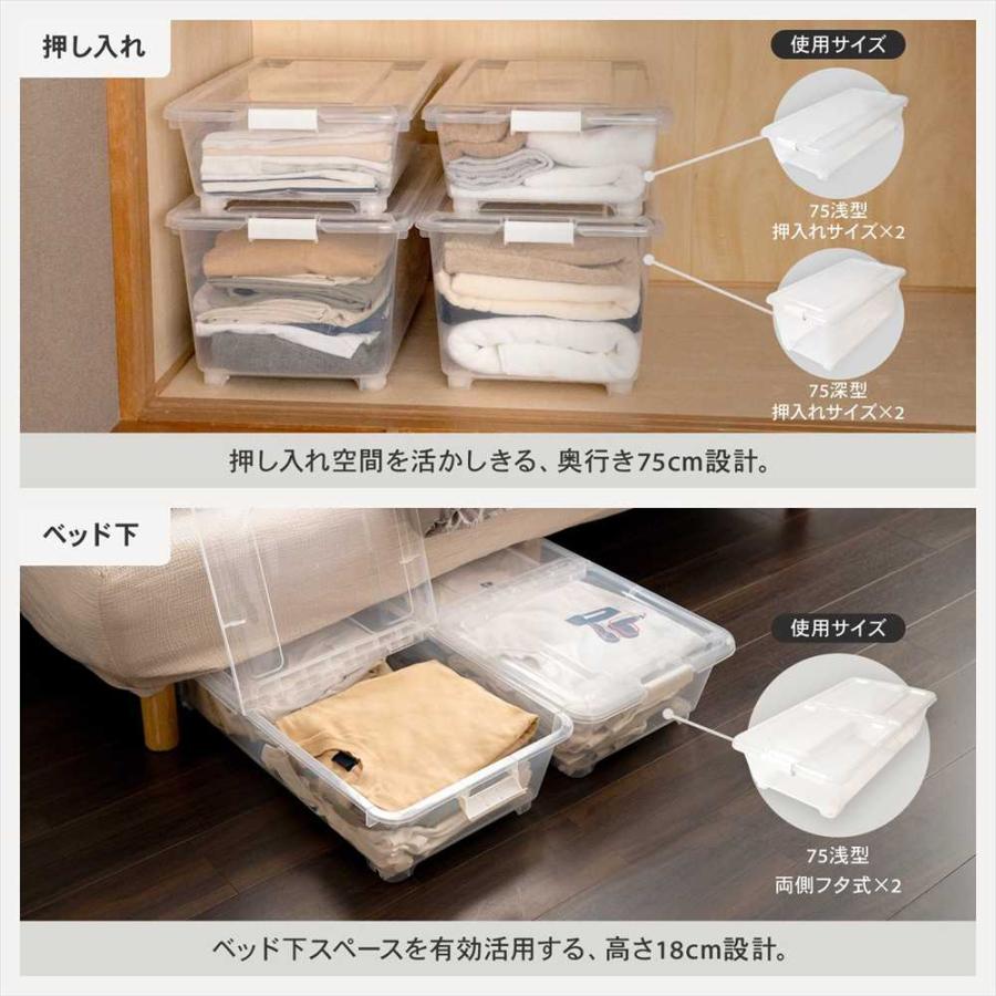 衣類収納ケース フタ付き 奥行75 深型 コロ付き x2個セット 押し入れ
