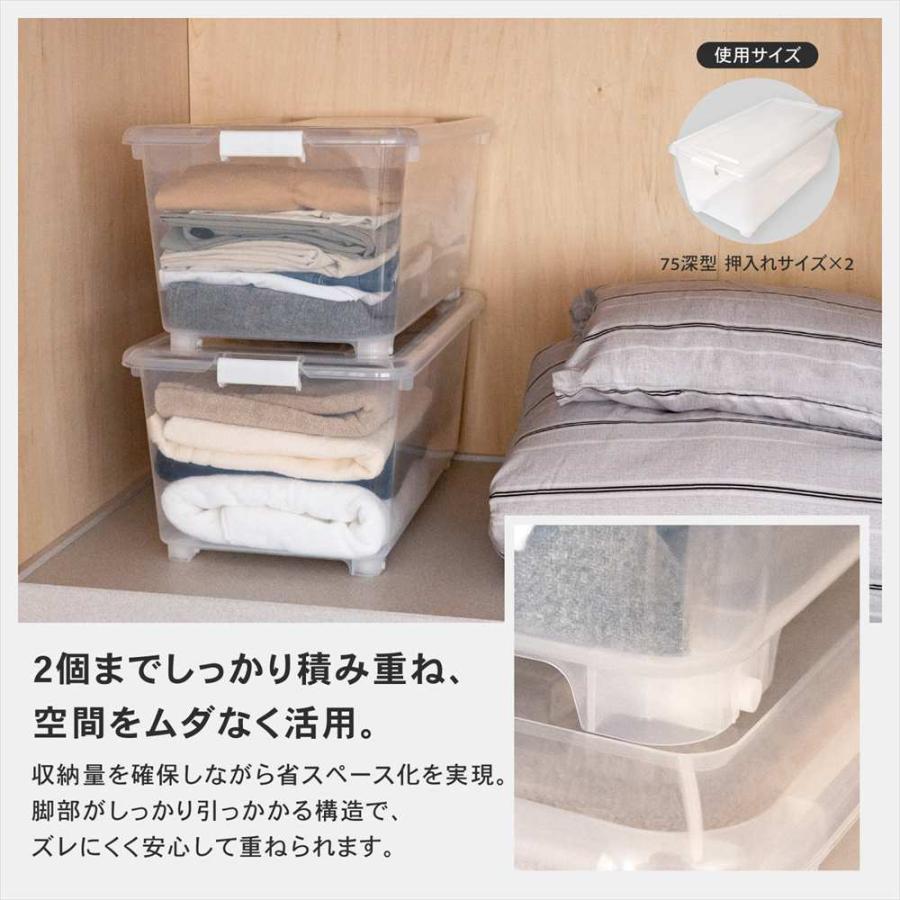 衣類収納ケース フタ付き 奥行75 深型 コロ付き x2個セット 押し入れ