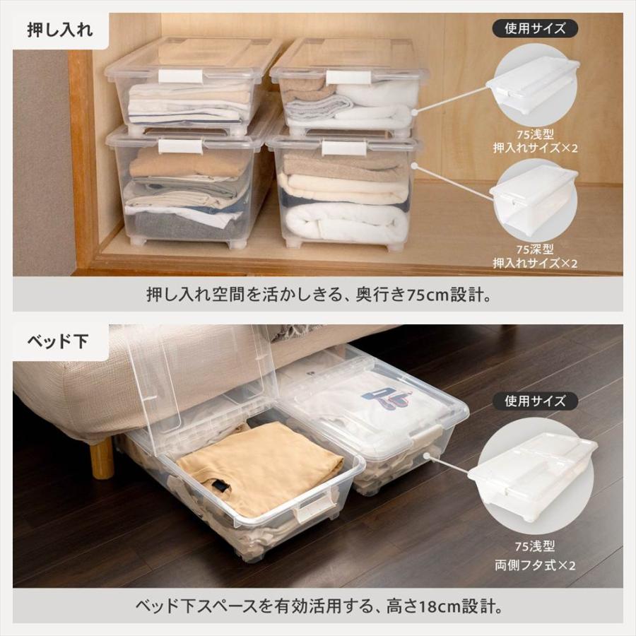 衣類収納ケース フタ付き 奥行75 深型 コロ付き 押し入れ クローゼット