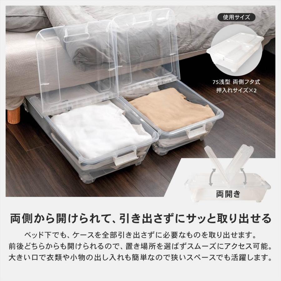 衣類収納ケース フタ付き 奥行75 浅型 コロ付き 押し入れ クローゼット