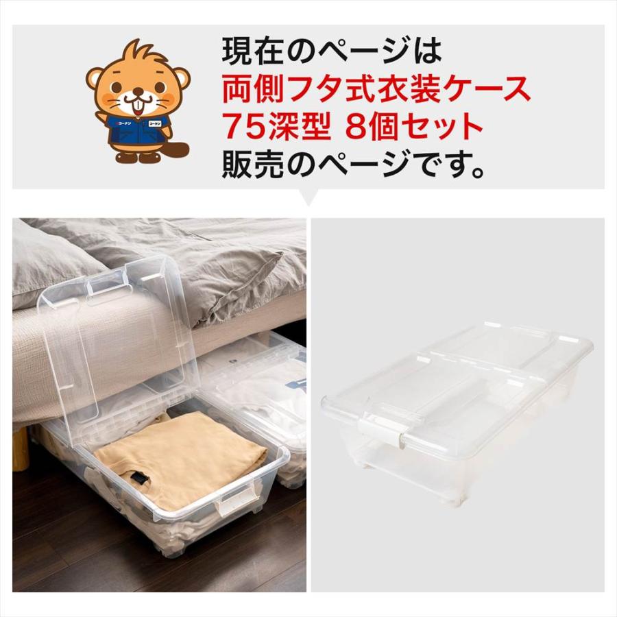 ポイント3倍 6/25-6/28】衣類収納ケース 両側フタ式 奥行75 浅型 コロ