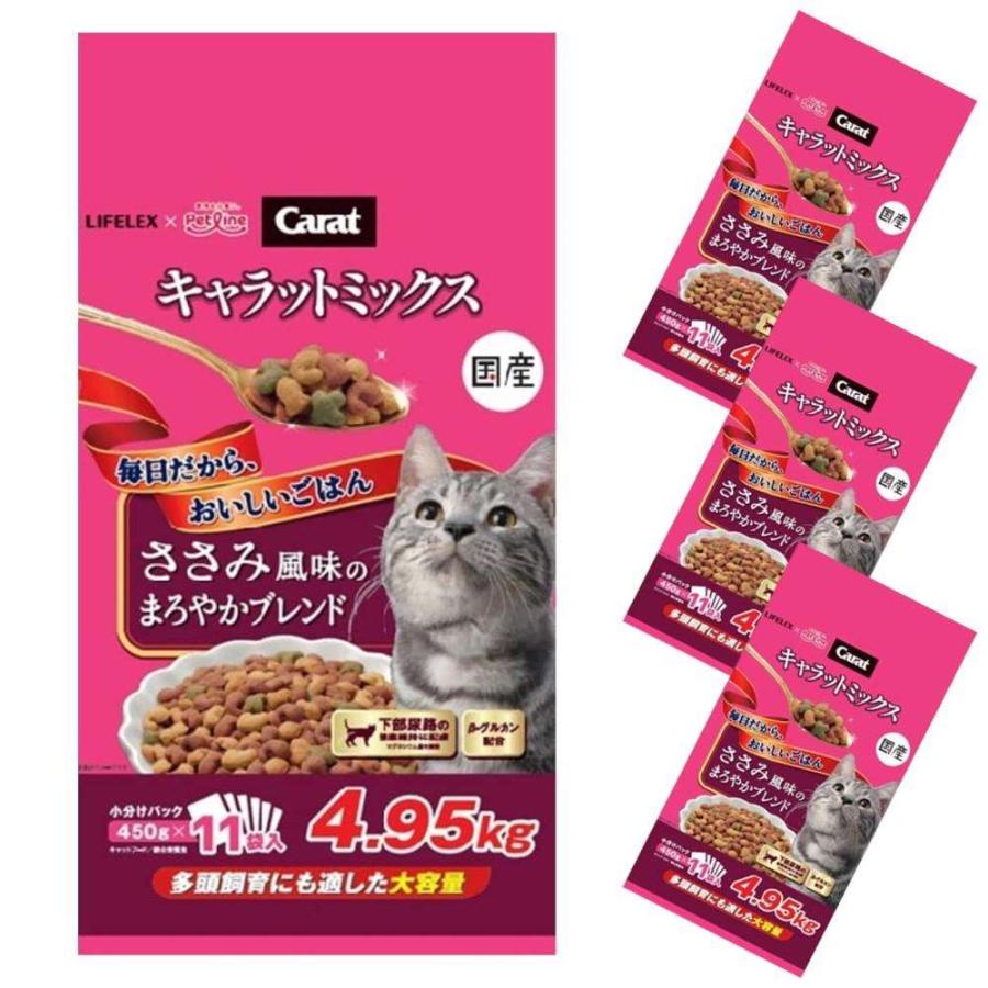 キャットフード 4.95kg×3個セット キャラットミックス ささみ風味 猫餌