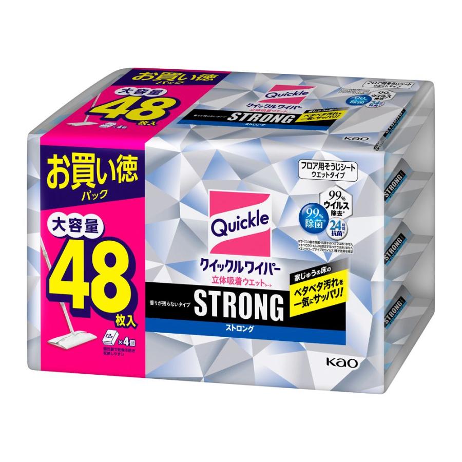 花王 クイックルワイパー 立体吸着ウエットシート ストロング ４８枚入（Yahoo!・コーナンeショップ Yahoo!ショッピング店）