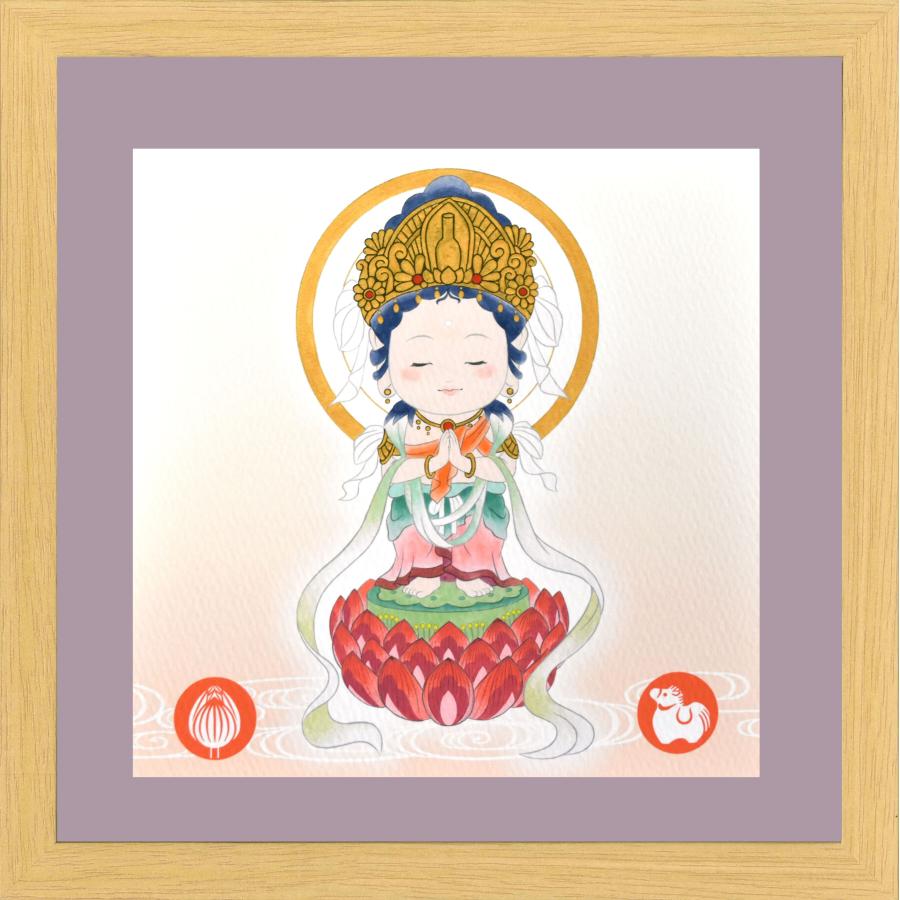 ミニ額 ほっこり額 勢至菩薩 午 工芸色紙 20角ミニ額 うま 干支 絵画 
