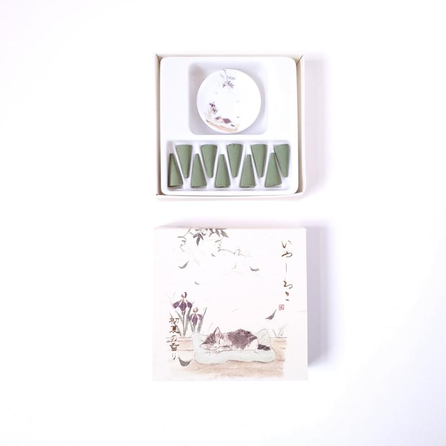 香彩堂 いやしねこ コーンセット 初夏 京都 日本製 香皿付 コーン お香