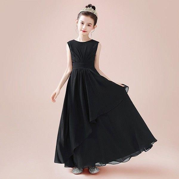 中学生 ドレス ピアノ発表会 ワンピース 結 女の子 エレガント 上品 着やせ お姫様 ブラック ホワイト ネイビー シンプル 子供ドレス ロング丈 ジュニアドレス ドレス 最安値級価格 Themtransit Com