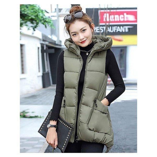 超熱 中綿入りコートダウンベストミドル丈無地カラバリプリント迷彩カジュアルレディース韓国風オシャレ袖なししっかりと厚手 ダウンベスト サイズ L qhema Com