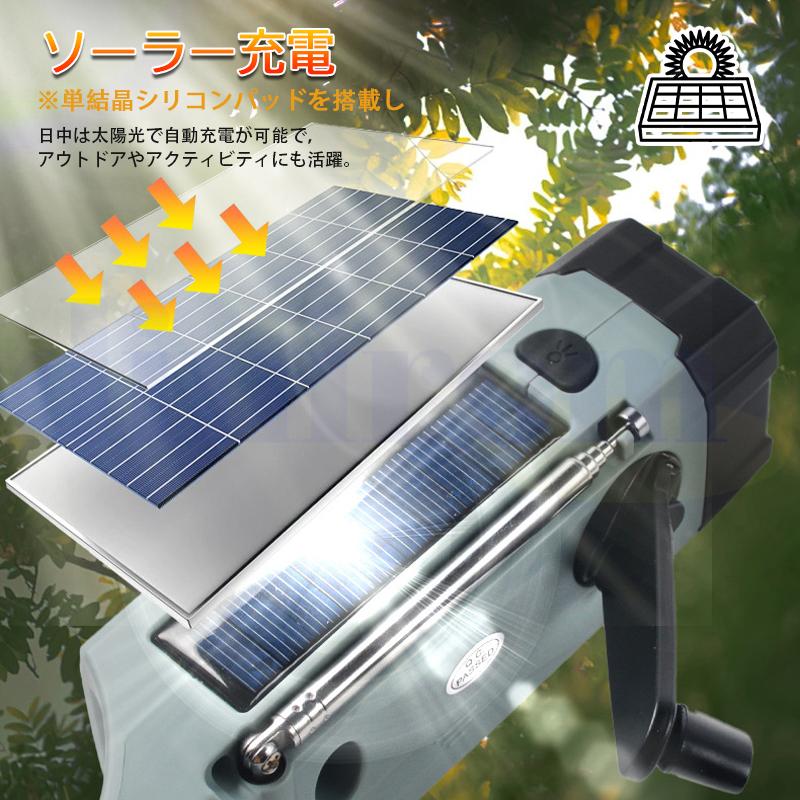 防災ラジオ 多機能 懐中電灯 FM/AM/SW 高感度受信 3Way充電 手回し充電