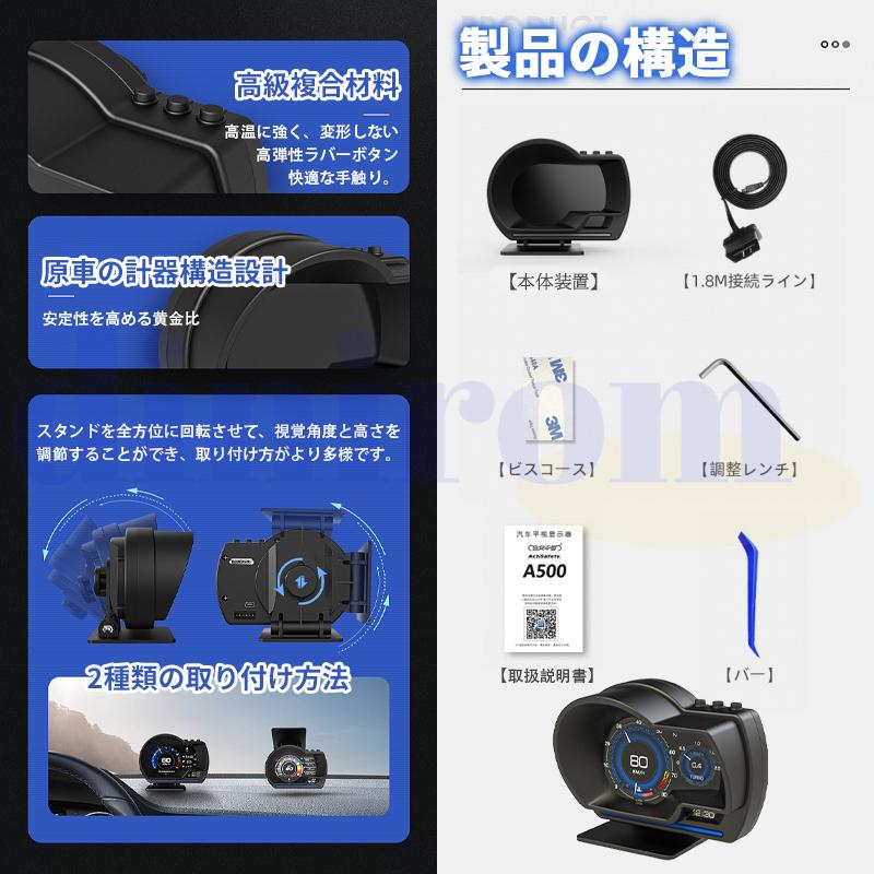 ヘッドアップディスプレイ OBD2 GPS HUD 高機能 多機能 タコメーター 北斗チップ 故障診断 簡単装着 マルチメーター 車用品 角度調節 車載ディスプレイ 爆買_13