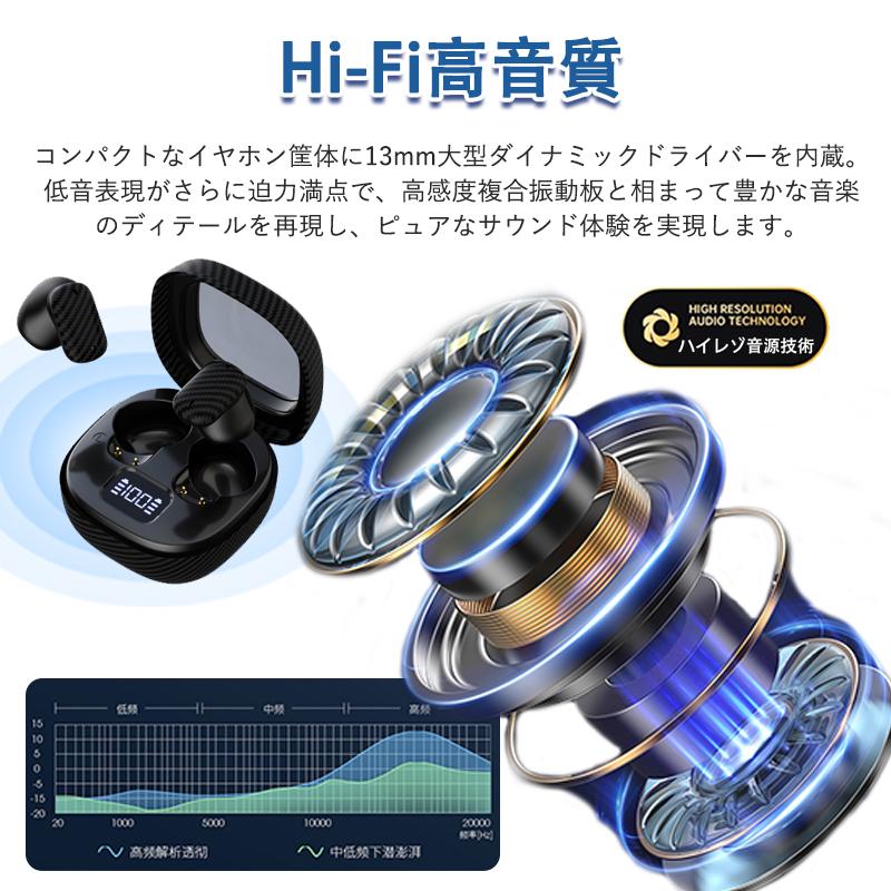 2026最新 ワイヤレスイヤホン Bluetooth5.3 Hi-Fi ブルートゥース