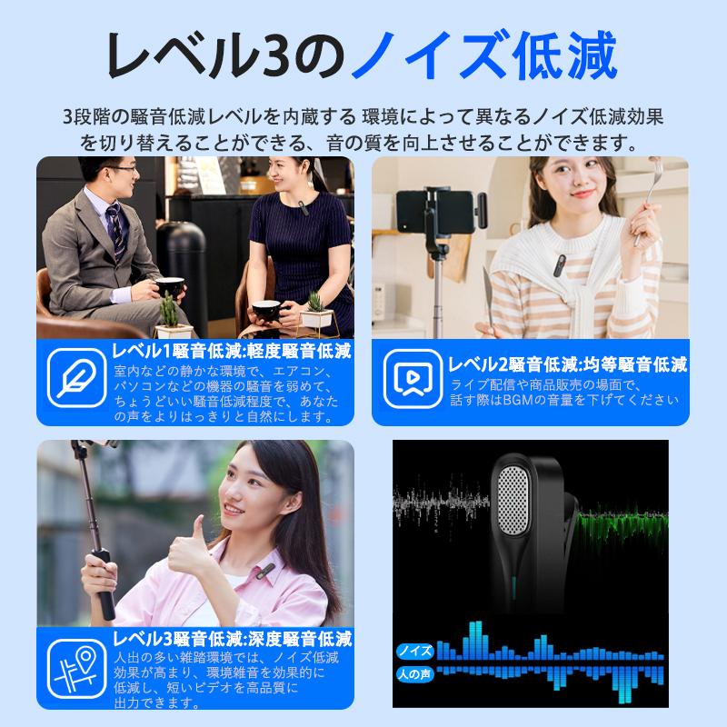 ワイヤレスピンマイク ios/Android対応 2人同時使用 瞬時接続 ノイズ