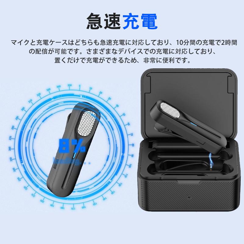 ワイヤレスピンマイク ios/Android対応 2人同時使用 瞬時接続 ノイズ