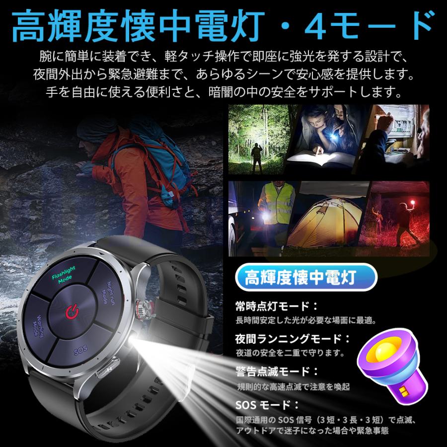 2026最新 スマートウォッチ ケットウ値 血圧 心拍数 血中酸素 日本製センサー 体温 睡眠管理 Bluetooth通話 ECG HRV 懐中電灯 運動モード 爆買の画像