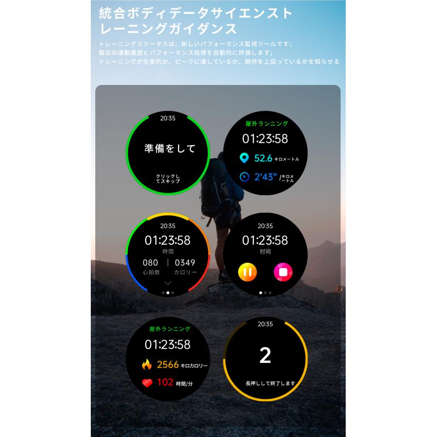 2026最新 スマートウォッチ 通話機能 ケットウチ 血圧測定 心拍数 血中酸素 睡眠管理 多機能 健康管理 LINE通知 生理周期 iOS＆android対応 爆買の画像