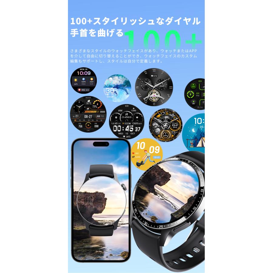 2026最新 スマートウォッチ 通話機能 ケットウチ 血圧測定 心拍数 血中酸素 睡眠管理 多機能 健康管理 LINE通知 生理周期 iOS＆android対応 爆買の画像