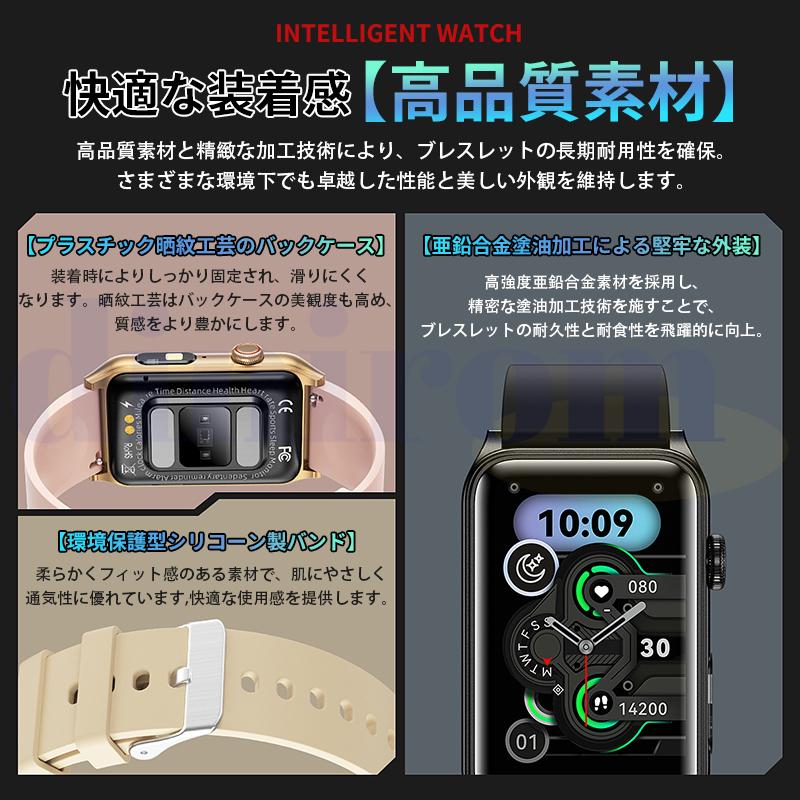 2026最新 スマートウォッチ 血圧測定 心拍数 ケットウチ 睡眠検測 血中酸素 女性生理管理 24時間健康管理 bluetooth5.4通話 懐中電灯 歩数計 爆買の画像