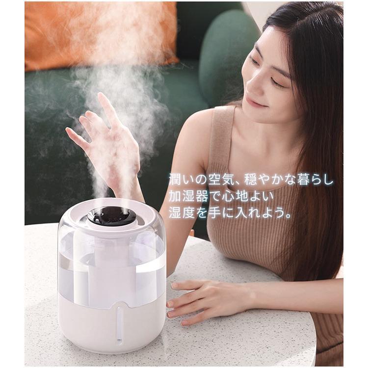 デジタル表示 ホワイト加湿器 2022年製 2026最新 加湿器 超大容量 卓上 6.8L デュアル噴霧口 湿度表示 3段階