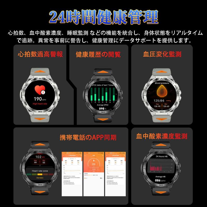 スマートウォッチ スポーツウォッチ 通話機能付き 血圧測定 血中酸素 日本製センサー 高精度心拍数 IP68防水 多言語対応 運動モード 爆買の画像
