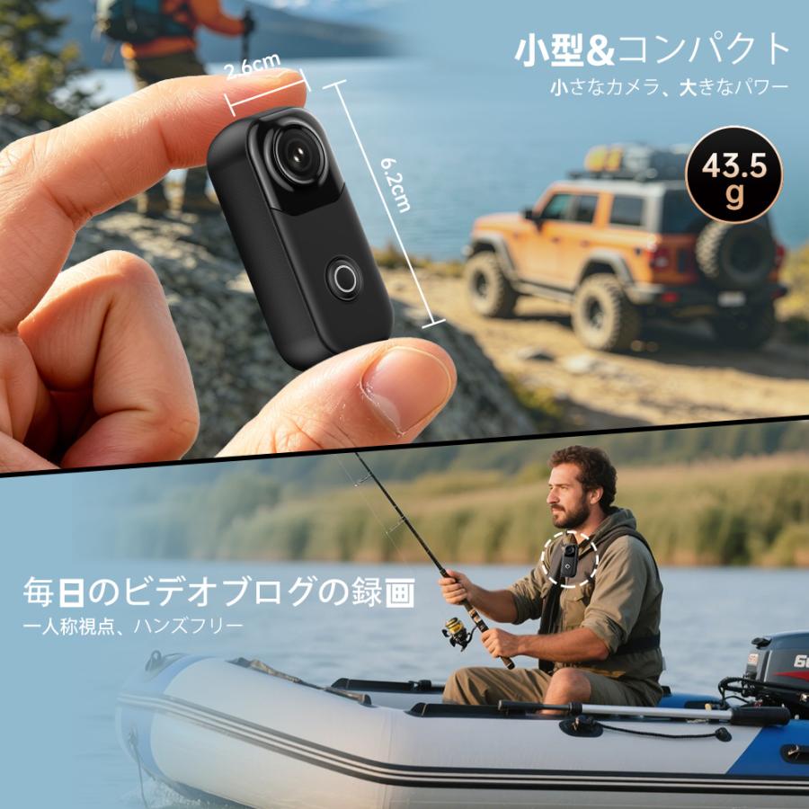 アクションカメラ 広角小型Vlogビデオカメラ ウェアラブルカメラ WiFi