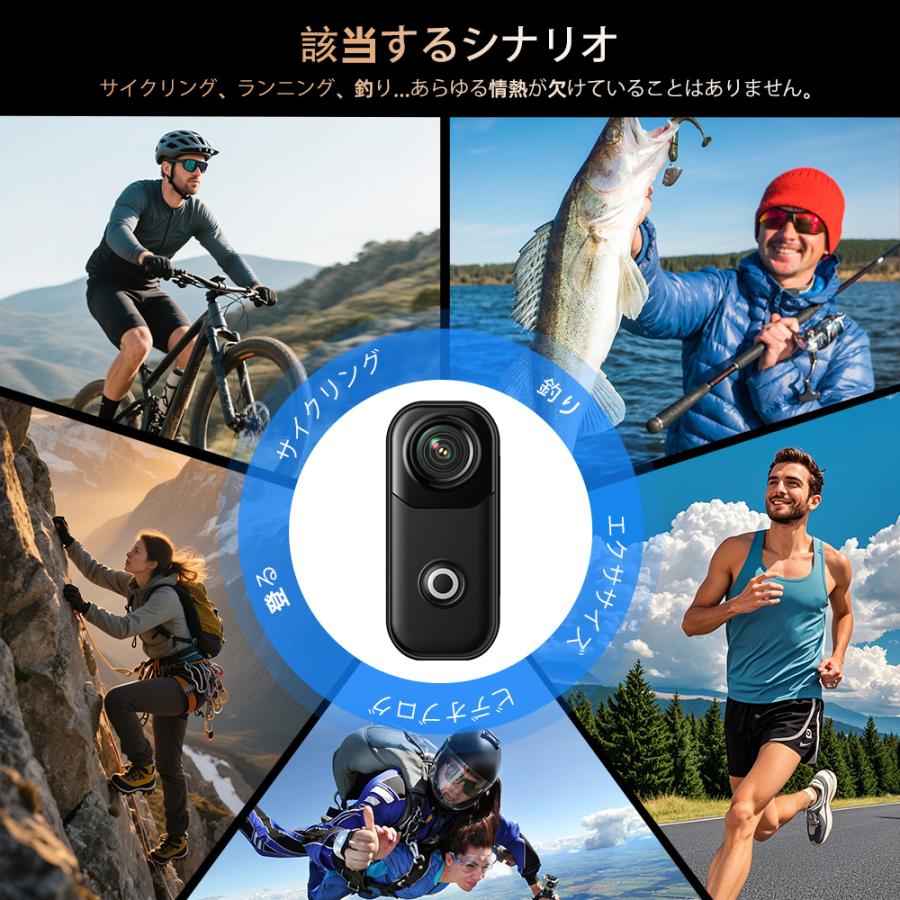アクションカメラ 広角小型Vlogビデオカメラ ウェアラブルカメラ WiFi