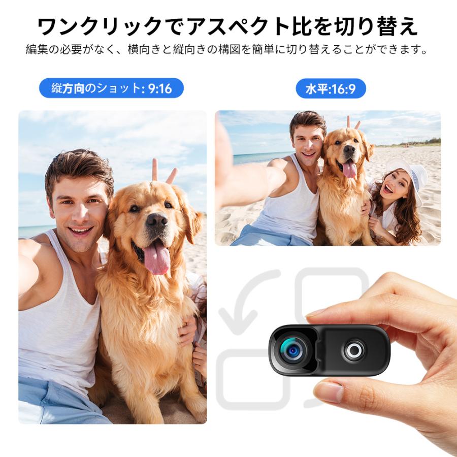 アクションカメラ 広角小型Vlogビデオカメラ ウェアラブルカメラ WiFi
