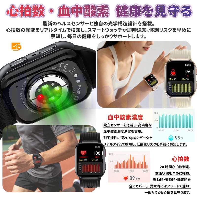 スマートウォッチ 医療レベル健康 高精度エアバッグ血圧測定 ECG心電図 血中脂質 尿酸 体温 血中酸素 心拍数 日本製センサー プレゼント 爆買の画像