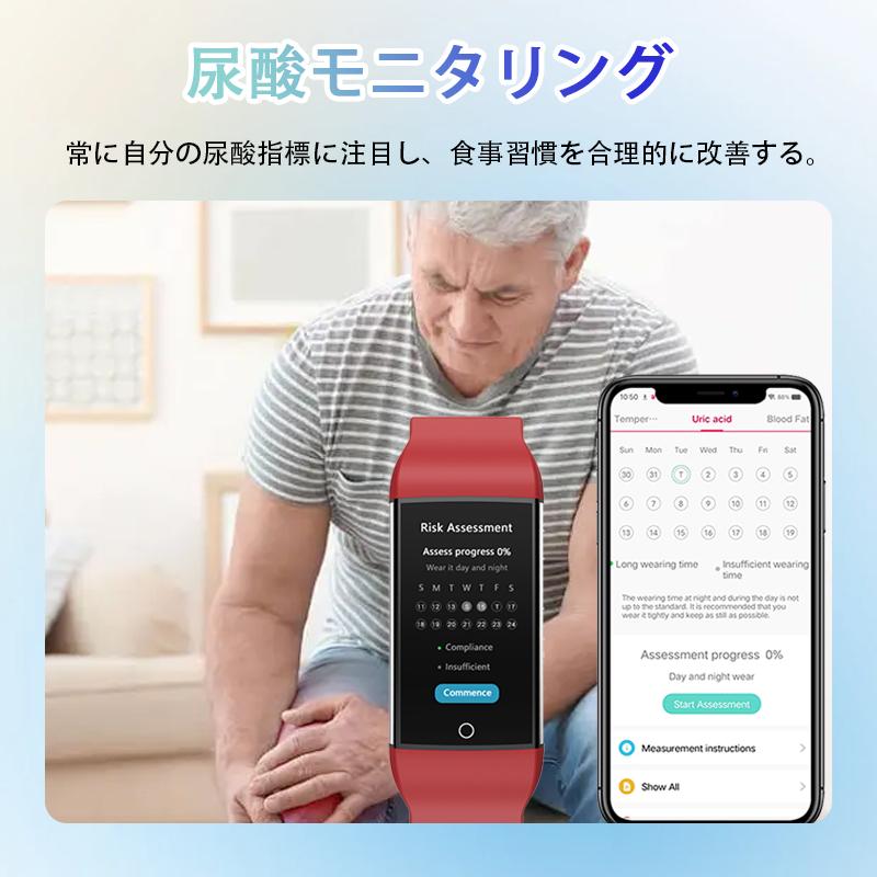 2026最新 スマートウォッチ 24時間健康管理 血圧 ケットウチ 血中酸素 心拍 ECG心電図 尿酸 体組成 着信通知 歩数計 睡眠管理 爆買 | ブランド登録なし | 10