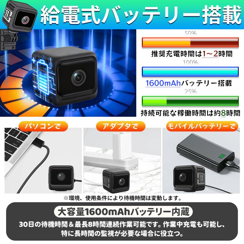 小型防犯カメラ 隠しカメラ スマホ連動 1080P 軽量 長時間録画 暗視