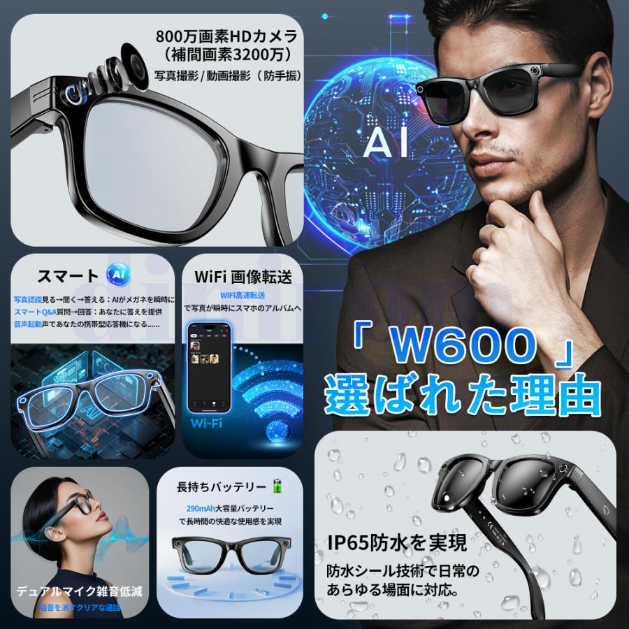 AIワイヤレスメガネ眼鏡写真オーディオビデオ再生音楽再生通話機能内蔵マイク高音質 2026最新 新しいスマート製品 スマートグラス マイク内蔵 AIメガネ