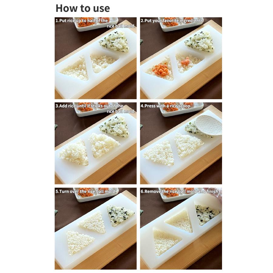 Onigiri Mold A-TYPE 3-holes L-size _ Rice Ball Mold _ Onigiri Mold Triangle _ Onigiri maker _ OMUSUBI ONIGIRI Shaper Bento |  | 02