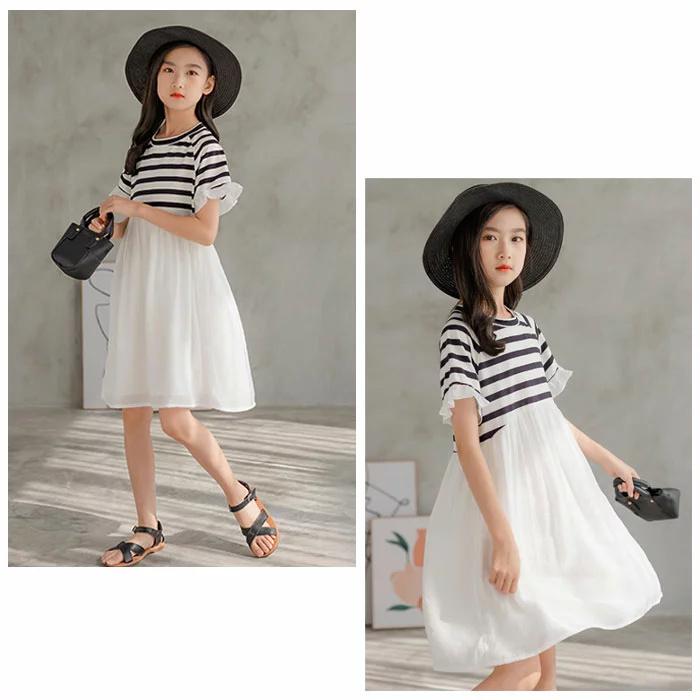 ランキング上位のプレゼント 結婚式 デイリー レジャー 夏ワンピ 姉妹 キッズ 純綿 半袖 ゆったり ストライプ柄 ワンピース 女の子 韓国子供服 誕生日 可 ワンピー 子ども服 リゾート 発表会 ワンピース チュニック Size 130 Www We Job Com