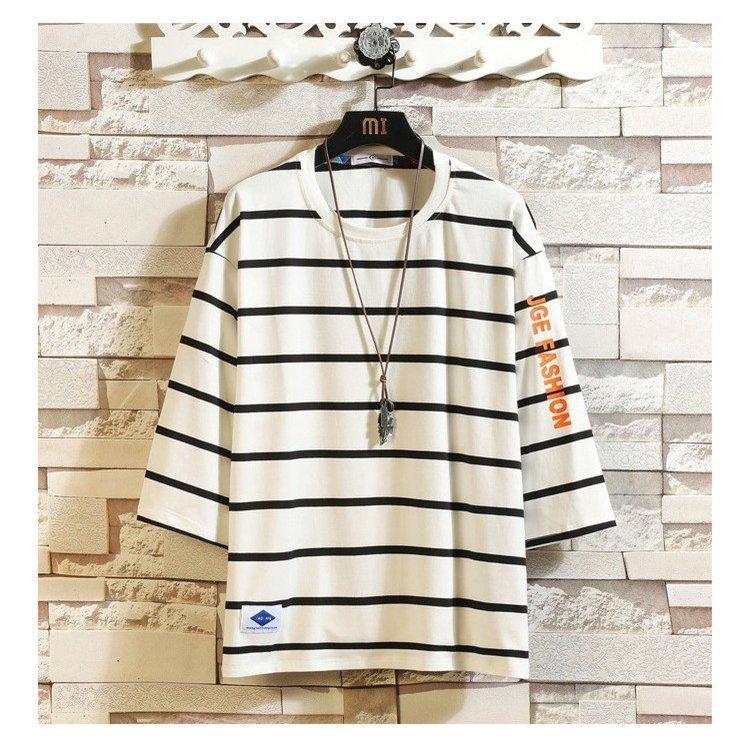 数量は多い Tシャツ カットソー ボーダーtシャツ 七分袖tシャツ Tシャツ 夏服 メンズ ビッグシル ボーダーtシャツ 七分袖tシャツ Tシャツ 夏服 メンズ ビッグシルエット クルーネック 夏 メンズファッション Www Threeriversofs Com
