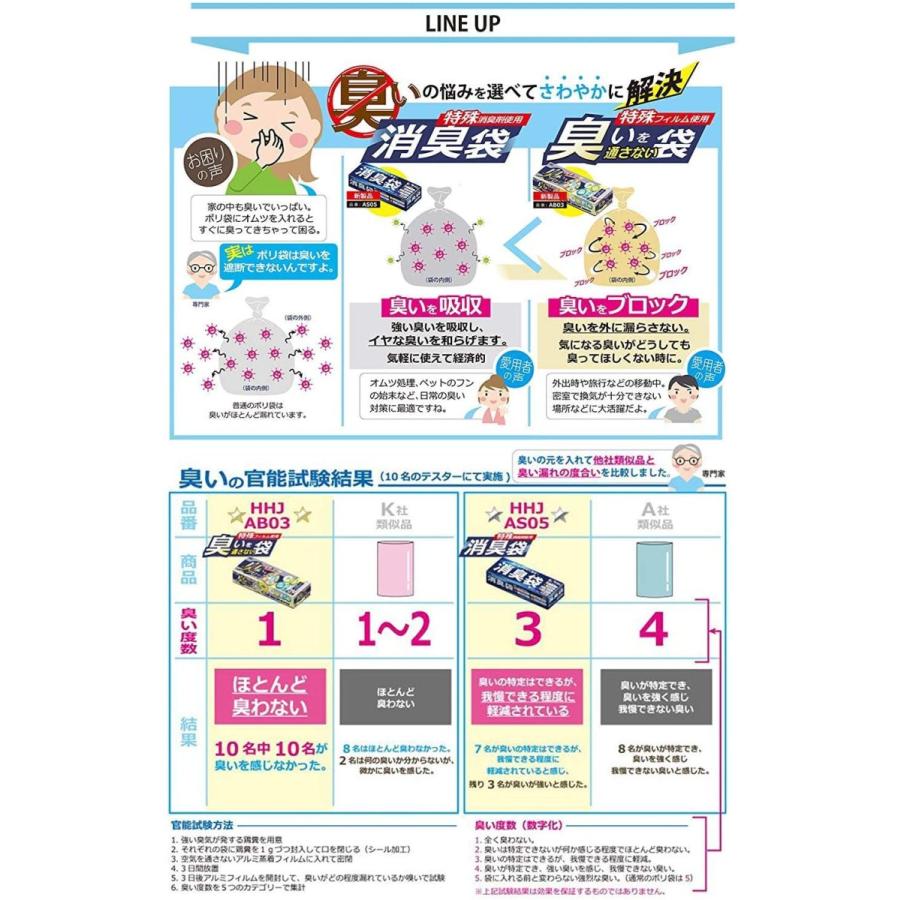 ハウスホールドジャパン 消臭袋　超強力 臭いブロック ゴミ袋 M 50枚 x 3個 BOXタイプ　ペットのフン　オムツの臭いをブロック 防臭袋｜koins｜06