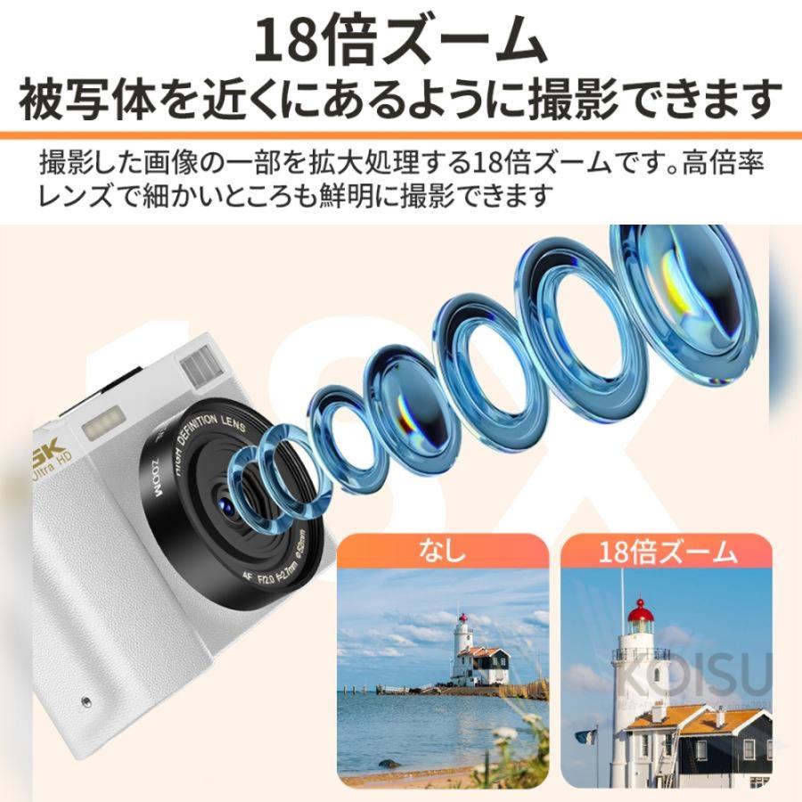 デジカメ デジタルカメラ 日本製CMOS 5K 6400万画素 WiFi機能 美顔 18 