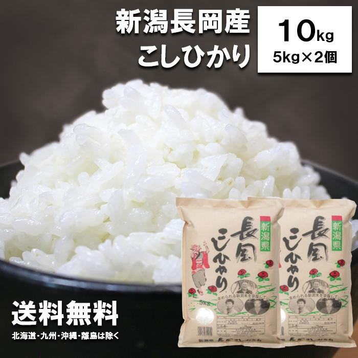 新潟県 長岡産 コシヒカリ 中粒米 10kg (5kg×2）送料無料