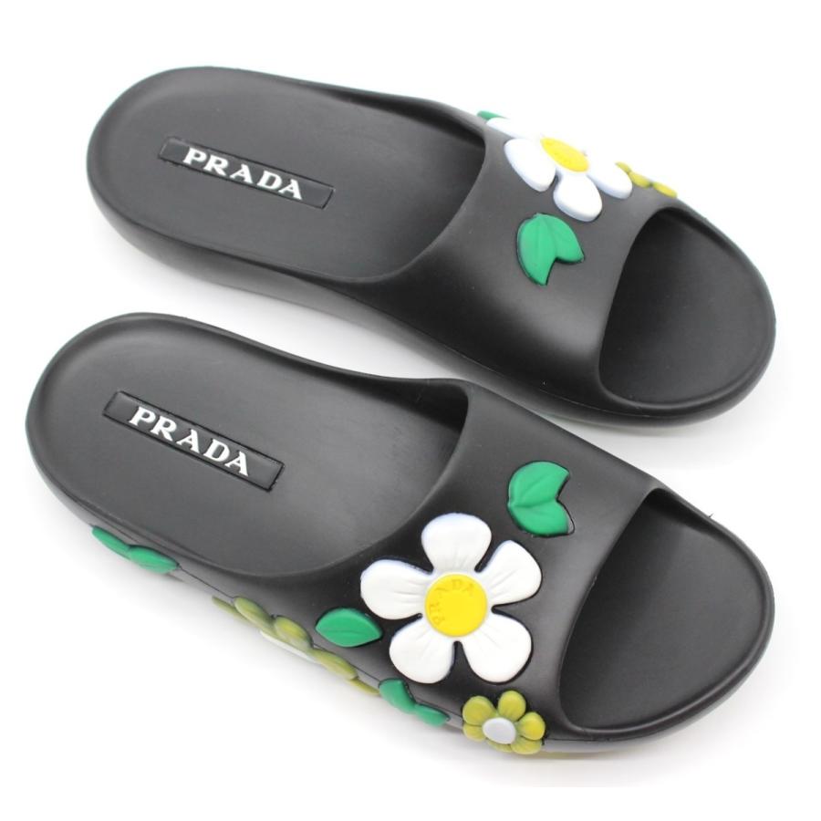 PRADA プラダ サンダル 花柄 ブラック ラバー フラワー 35 22.5 : 質屋  