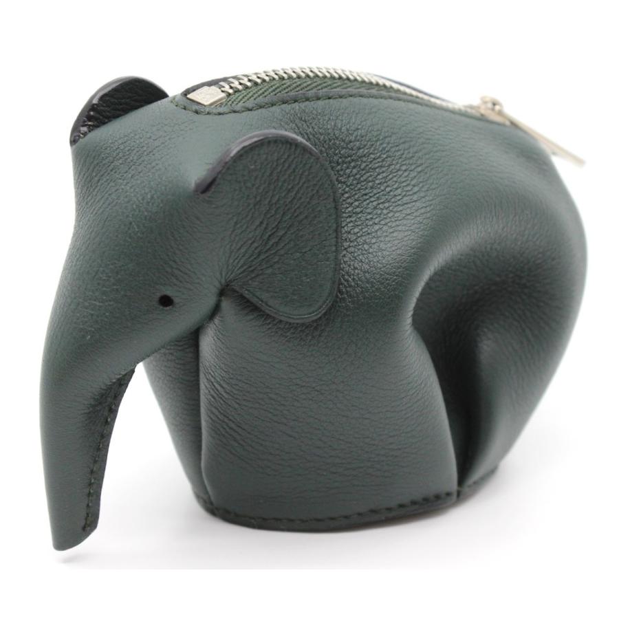 LOEWE ロエベ エレファント コインケース レザー ダーク グリーン  
