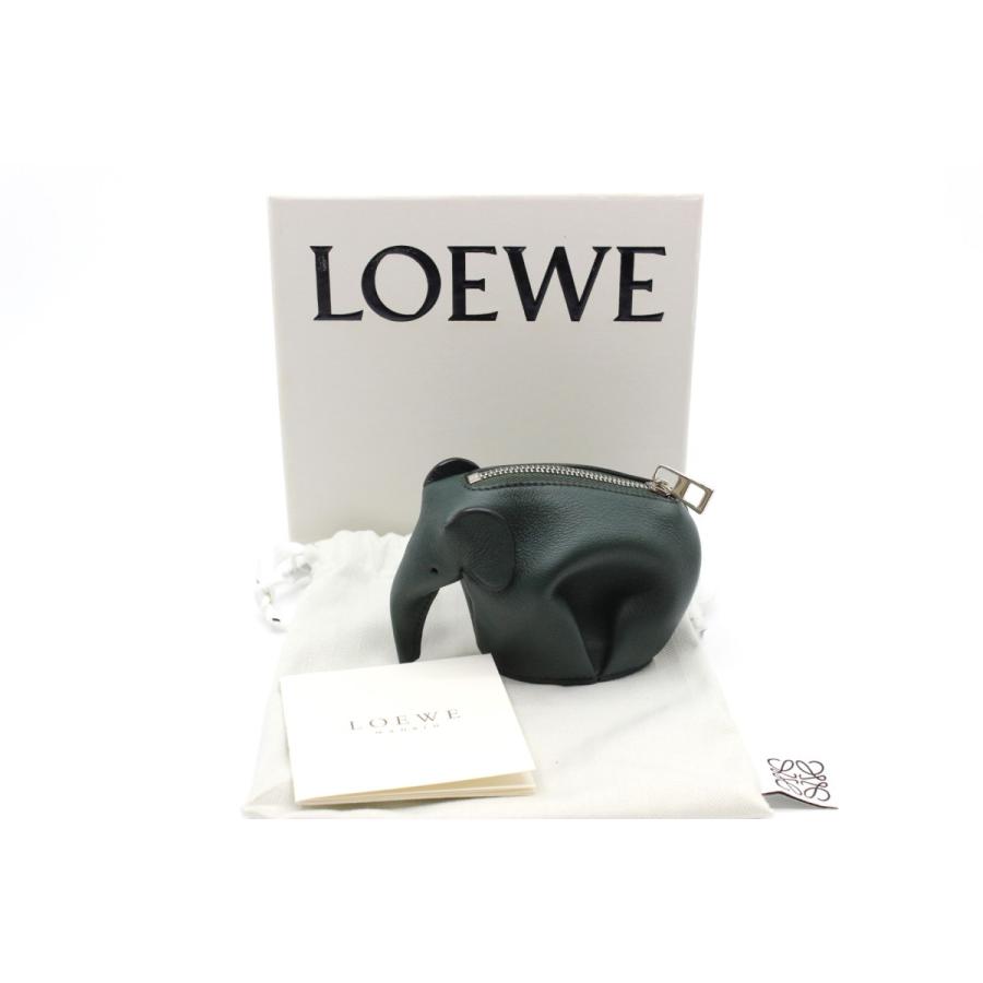 LOEWE ロエベ エレファント コインケース レザー ダーク グリーン  