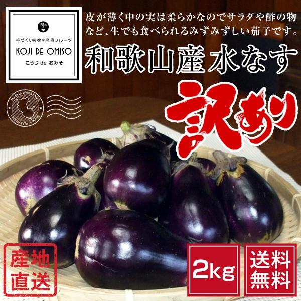 和歌山産 訳あり おまけ付 水茄子 人気を誇る 水なす ■お届け時間帯にご注意ください■ 2kg 送料無料