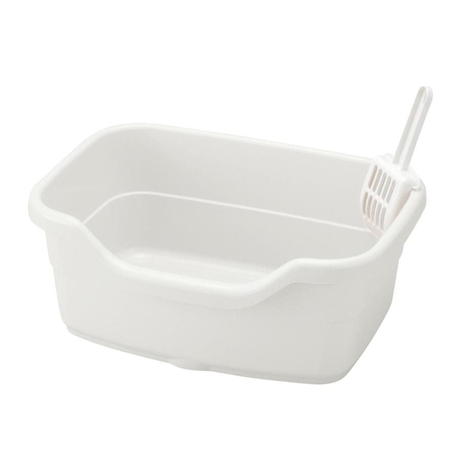 リッチェル Richell ラプレ ネコトイレ 深型40 ホワイト 猫 トイレ本体 カバーなし フルオープン 固まる猫砂用 | リッチェル