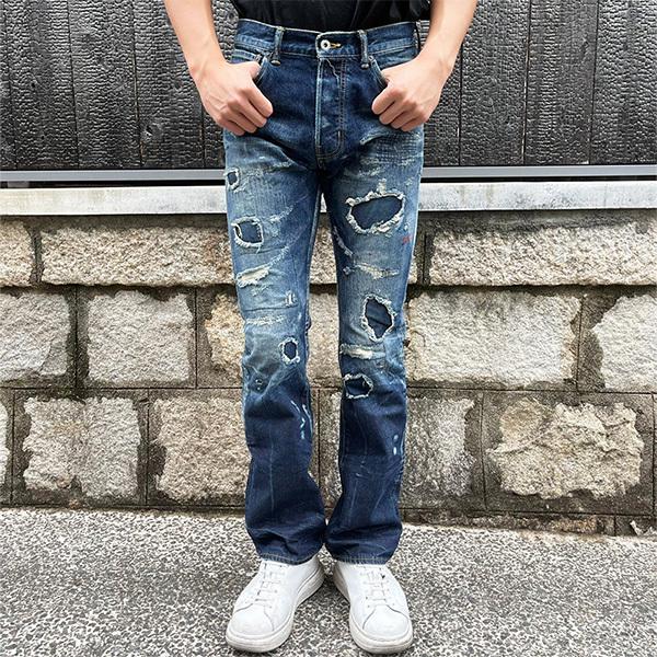 RRL ダブルアールエル USA製 ダメージ加工ジーンズ サイズ34 ハード 