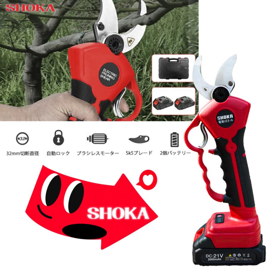 ブラシレスモーター 40mm切断径 充電式剪定ばさみ Amazon | 延長ポール付き 充電式剪定ばさみ 電動ハサミ 剪定