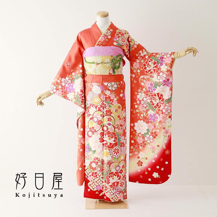 振袖 レンタル フルセット 正絹 着物 結婚式 成人式 身長152 167cm オレンジ Or 014 Or 014 着物ネットレンタル好日屋 通販 Yahoo ショッピング