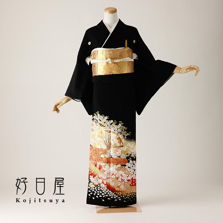 留袖 レンタル フルセット 正絹 着物 結婚式 黒留袖 身長158 173cm