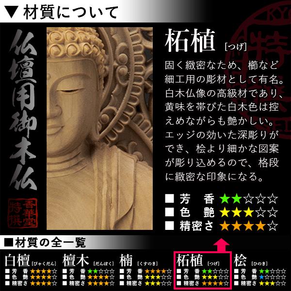 香華堂特撰 仏壇用御仏像 浄土真宗 西 用 西弥陀 柘植製 截金調 加飾 玉眼入り 4.5寸 西型光背 八角台 全高280×幅110×奥行100mm 浄土真宗本願寺派_8