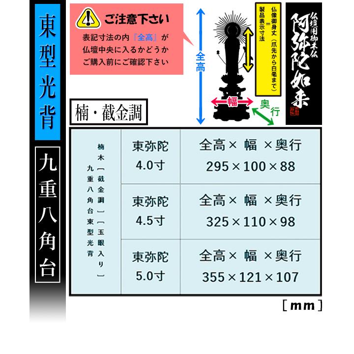 香華堂特撰 仏壇用御仏像 浄土真宗 東 用 東弥陀 楠木製 截金調 加飾 