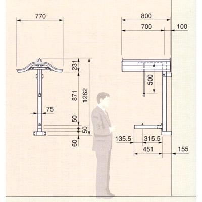 アルミニウム製 提灯掛 N2型 全長 126.2cm×1対 2本一組 使用可能な提灯