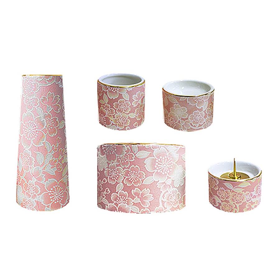 ゆい花 モダン仏具 5点セット 丸香炉 5色 花立 香炉 火立 茶湯器 仏飯
