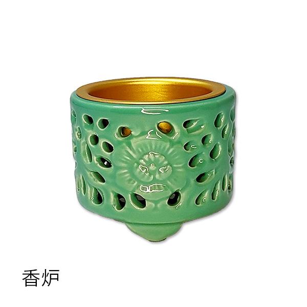 真宗大谷派 (お東) 極上ミニ 三具足 真鍮製 磨きフッ素加工「上彫」 鶴