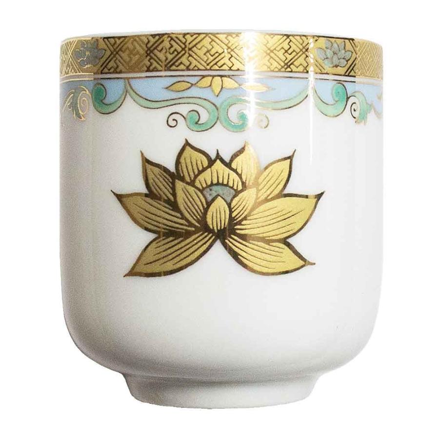 仏壇用 湯呑み 金彩蓮(彩色+金の蓮) 1.8寸 茶湯器 湯のみ ゆのみ 金彩
